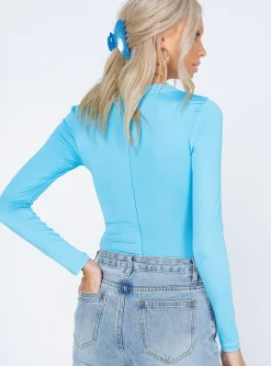 Princess Polly Valentina Bodysuit Blue Cheap