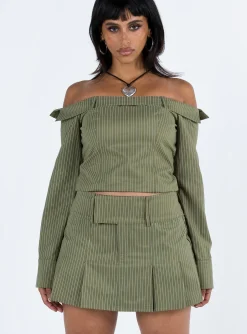 Princess Polly Valentina Cargo Mini Skirtpinstripe   Green Flash Sale