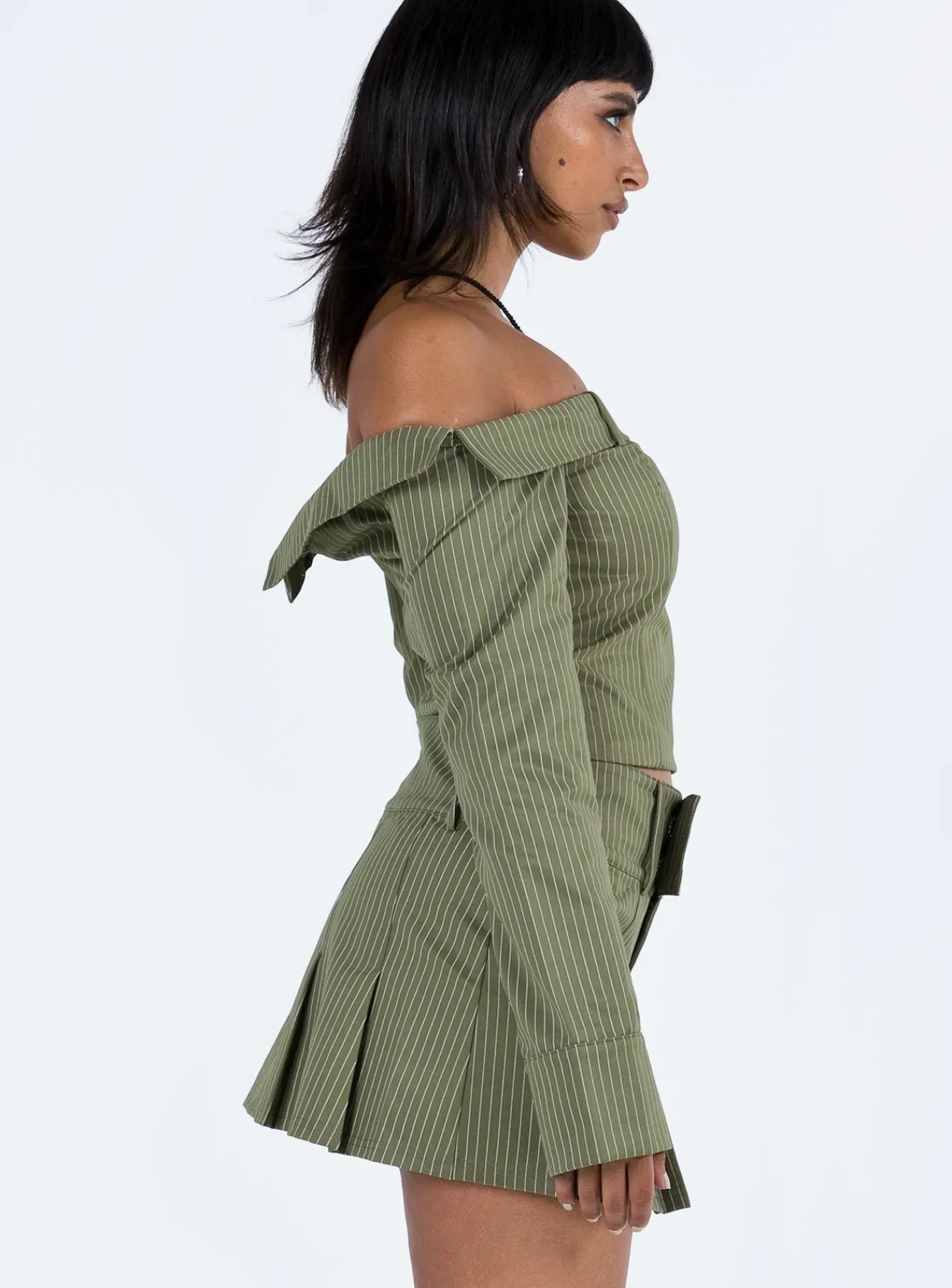 Princess Polly Valentina Cargo Mini Skirtpinstripe Green Flash Sale