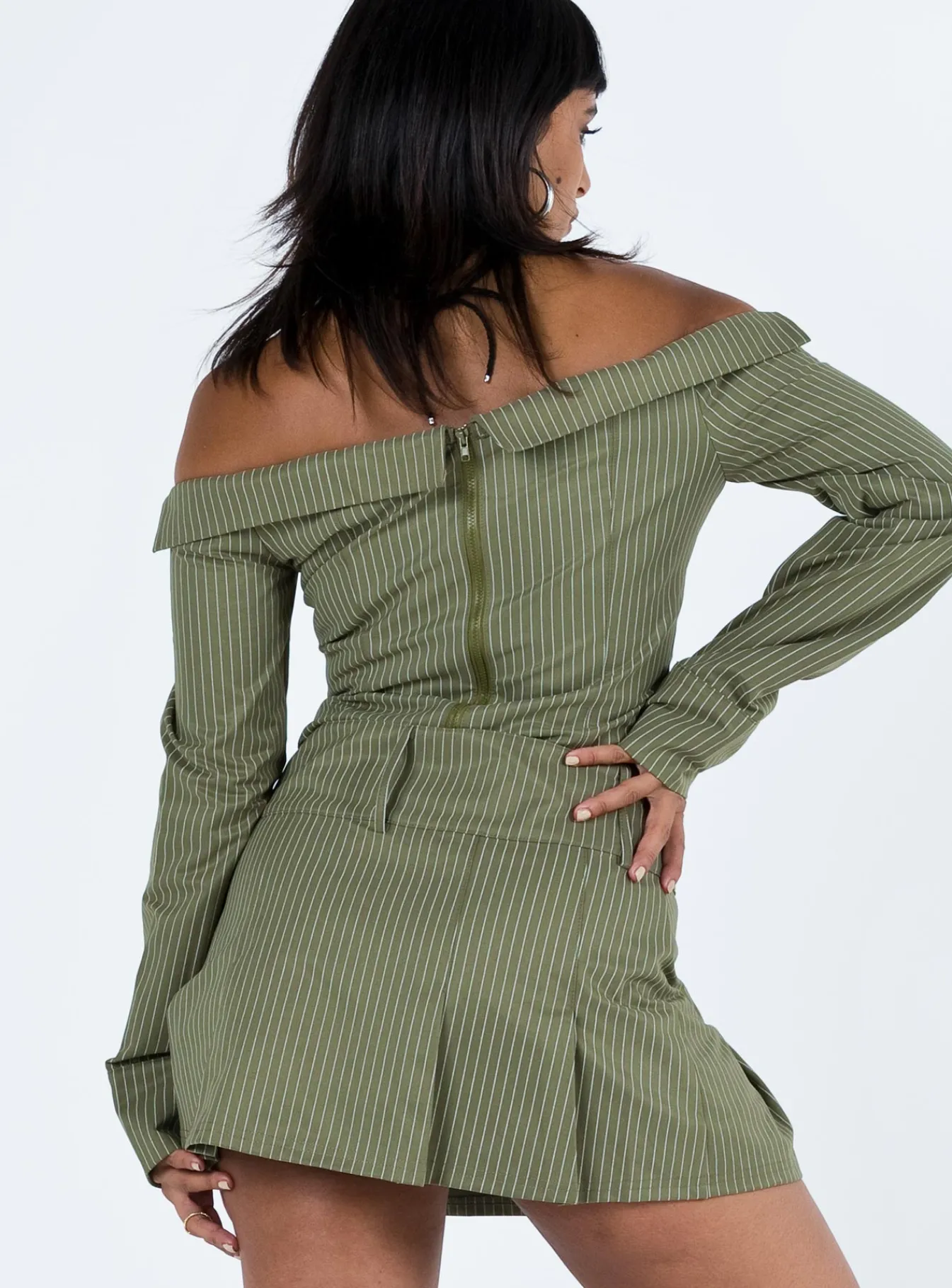 Princess Polly Valentina Cargo Mini Skirtpinstripe Green Flash Sale