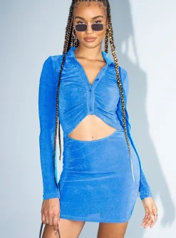 Princess Polly Valerie Mini Dress  Blue New