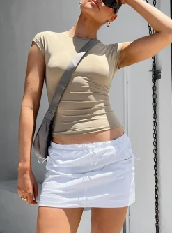 Princess Polly Valery Parachute Mini Skirt  White Hot