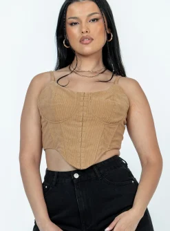 Princess Polly Valora Top  Tan Clearance