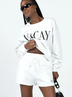Princess Polly Vaycay Shorts  White Cheap