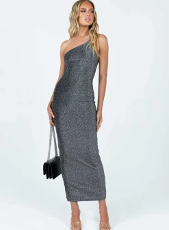 Princess Polly Vee Midi Dress  Grey New