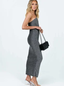 Princess Polly Vee Midi Dress Grey New