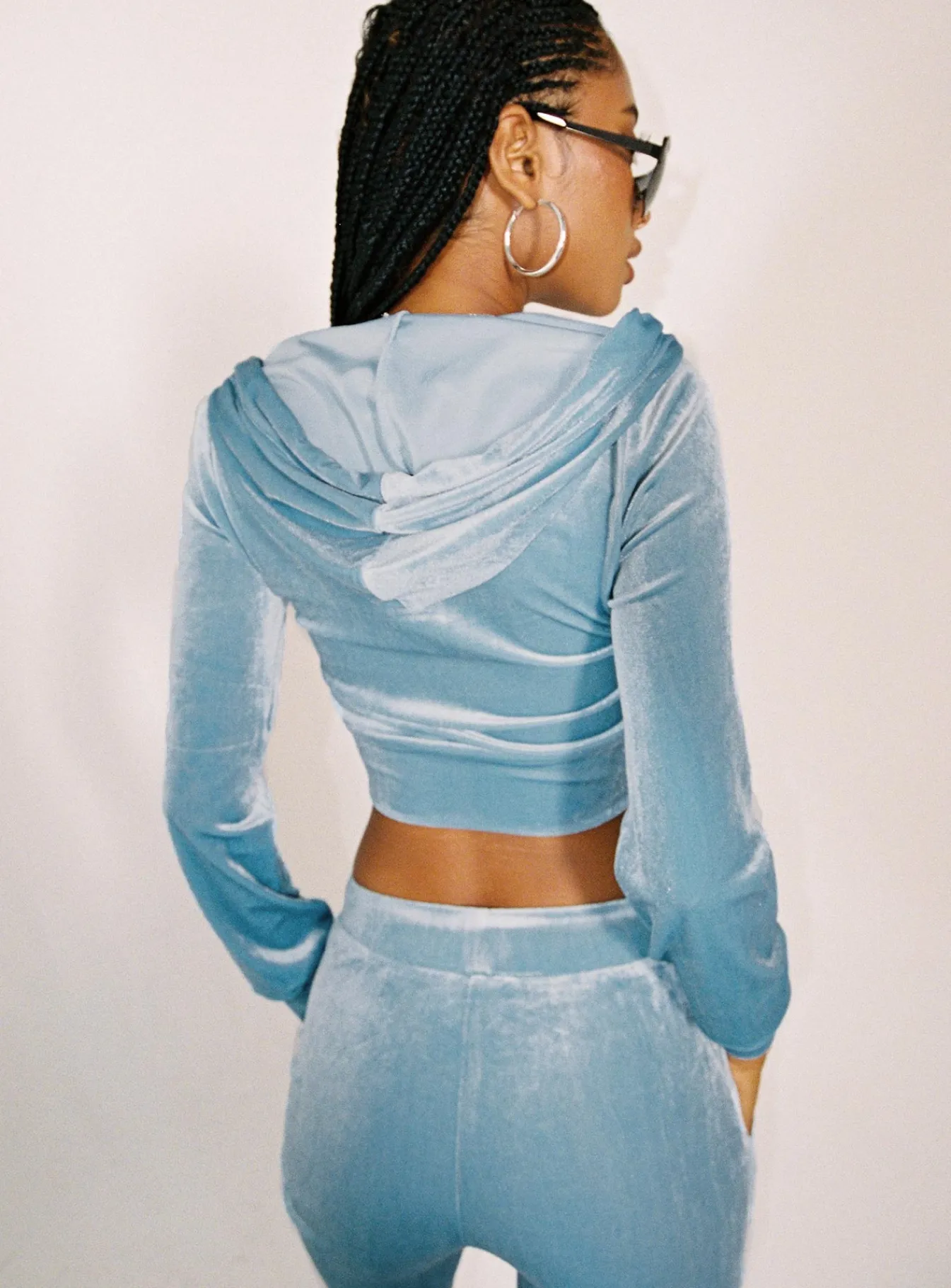 Princess Polly Velour Hoodie Blue Cheap