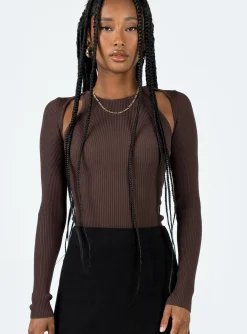 Princess Polly Venetia Long Sleeve Top  Brown Sale