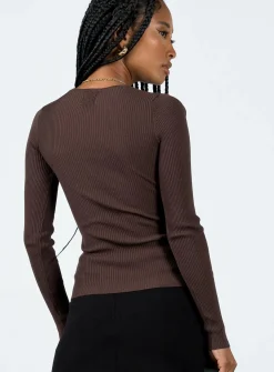 Princess Polly Venetia Long Sleeve Top Brown Sale