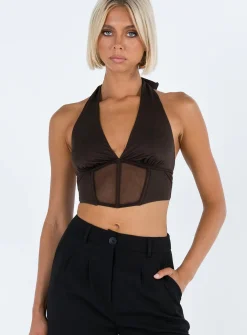 Princess Polly Ventura Top  Brown New