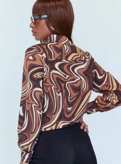 Princess Polly Vesna Shirt Brown Discount