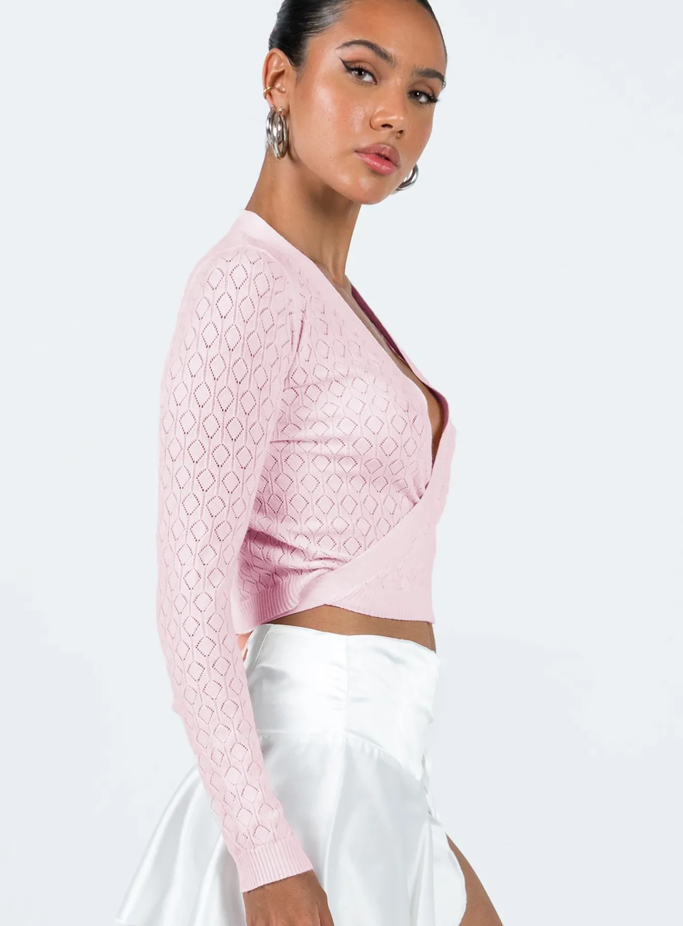 Princess Polly Viewland Wrap Sweater Pink New