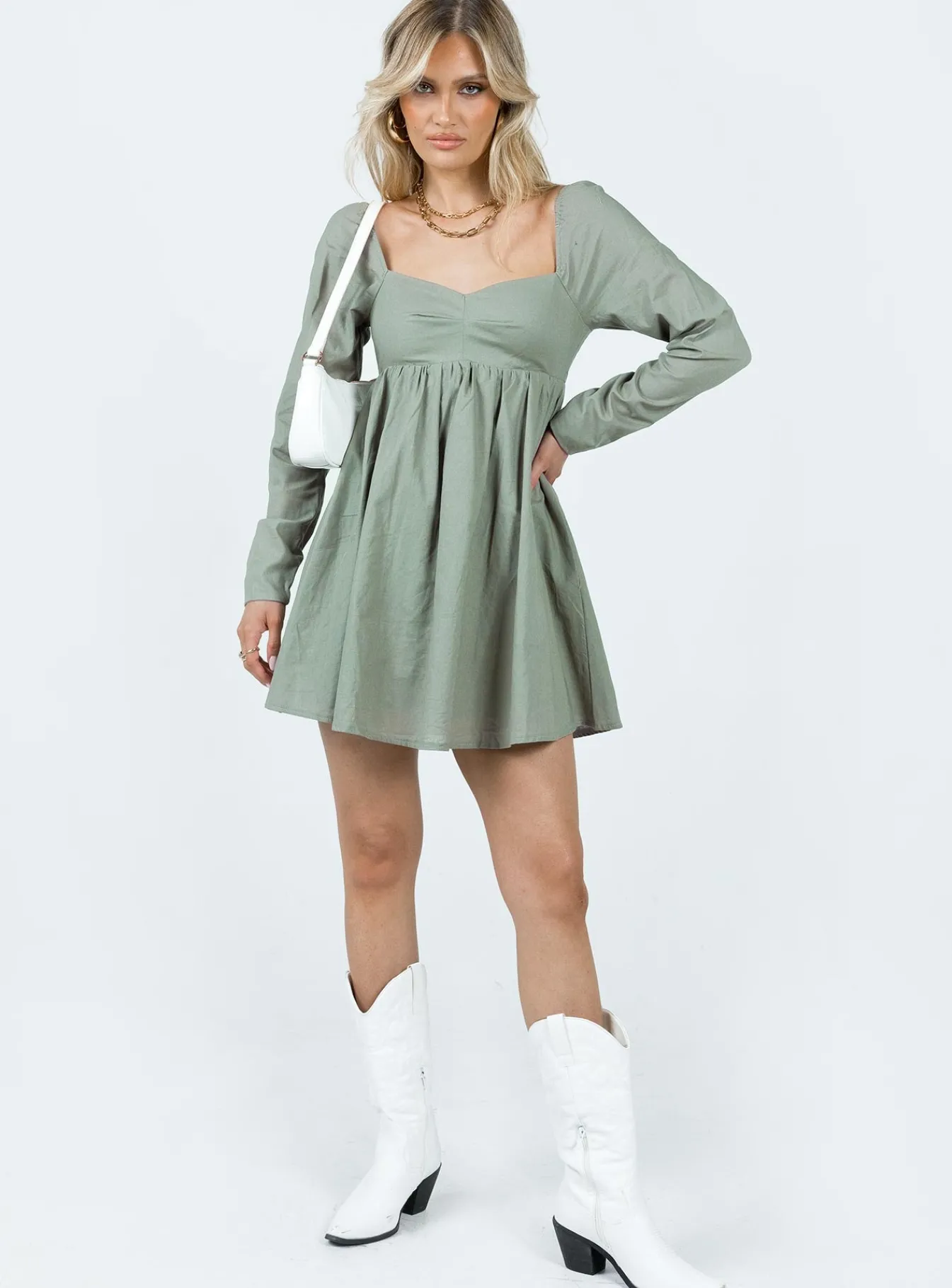 Princess Polly Vikki Mini Dress Sage Cheap