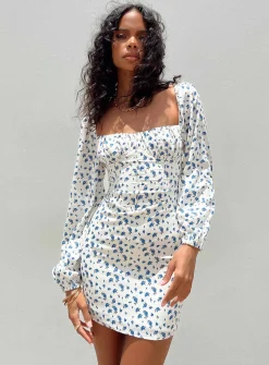Princess Polly Vilma Long Sleeve Dress White Floral   White / Floral Discount