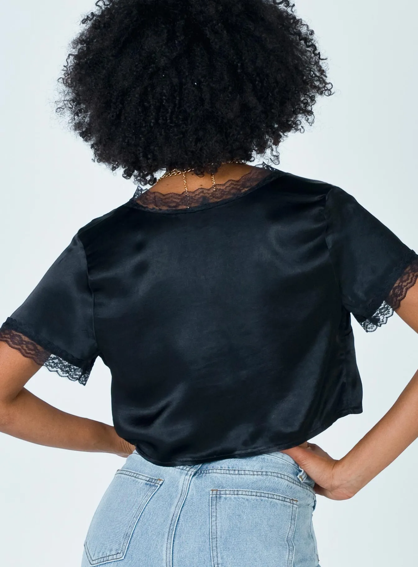 Princess Polly Vintage Tie Up Top Black Clearance