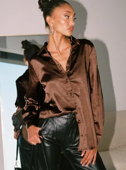 Princess Polly Vintage Vibes Shirt  Brown Cheap
