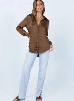 Princess Polly Vintage Vibes Shirt  Brown Cheap