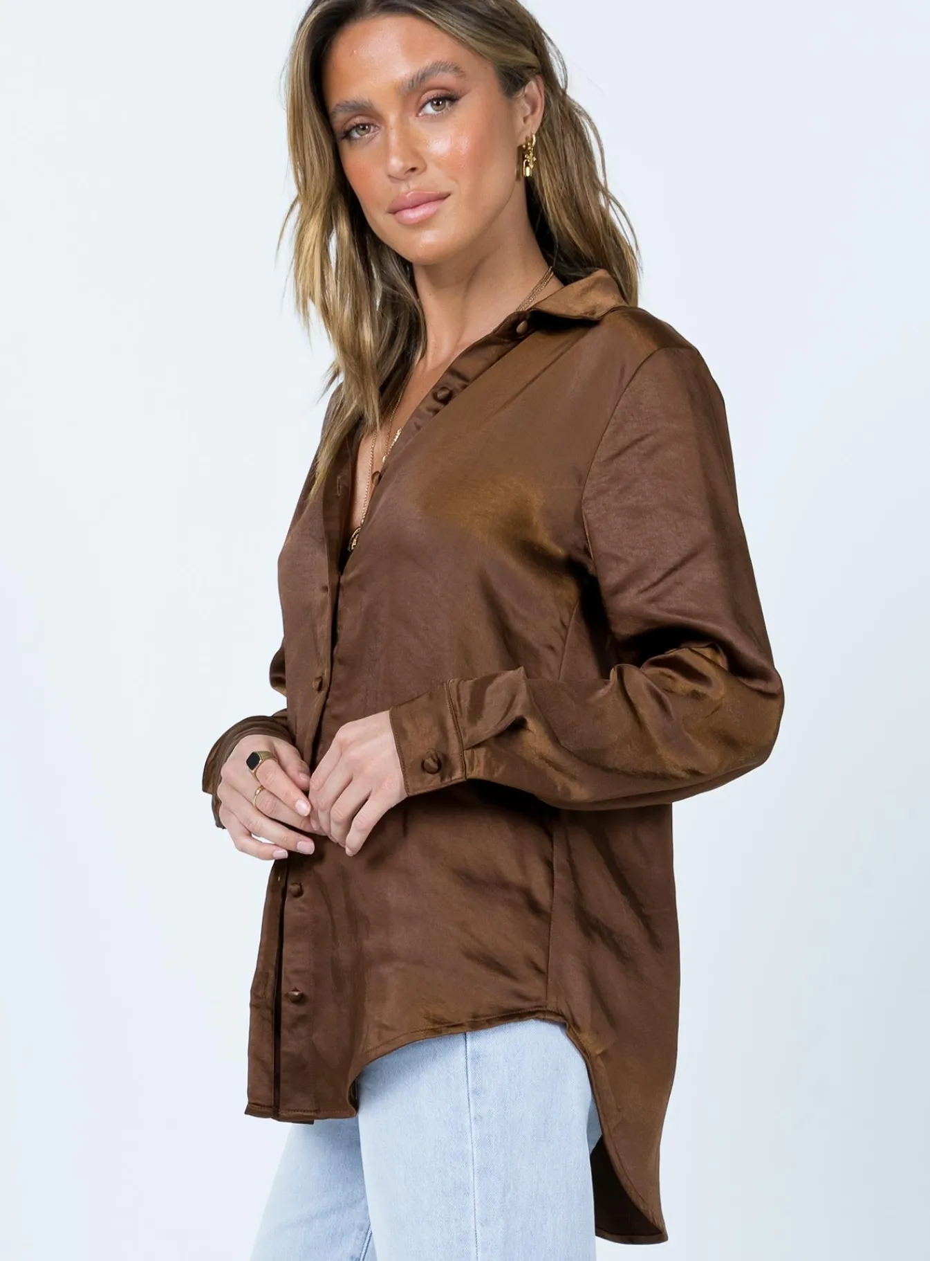Princess Polly Vintage Vibes Shirt  Brown Cheap