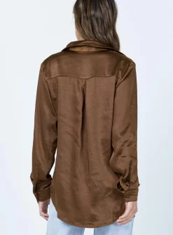 Princess Polly Vintage Vibes Shirt  Brown Cheap