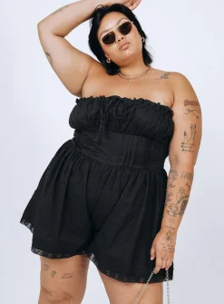 Princess Polly Vip Strapless Rompercurve   Black Clearance