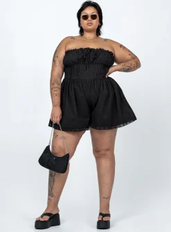 Princess Polly Vip Strapless Rompercurve Black Clearance