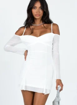 Princess Polly Viva Long Sleeve Mini Dress  White Store
