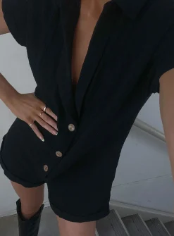 Princess Polly Vixen Romper  Black Cheap