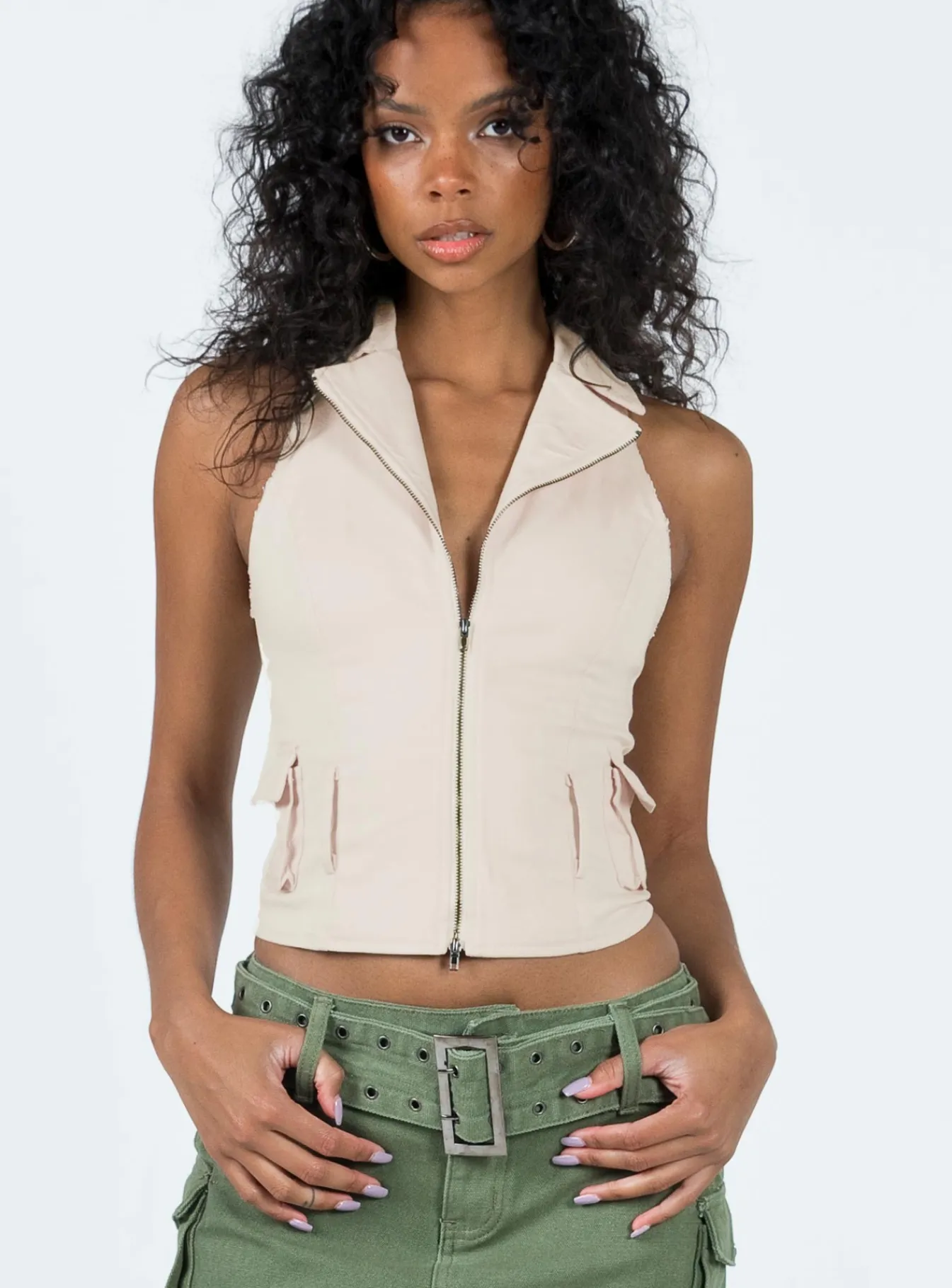 Princess Polly Wadi Cargo Vest Top Bone New