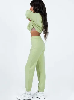 Princess Polly Waite Knit Pants Sage Clearance