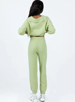 Princess Polly Waite Knit Pants Sage Clearance