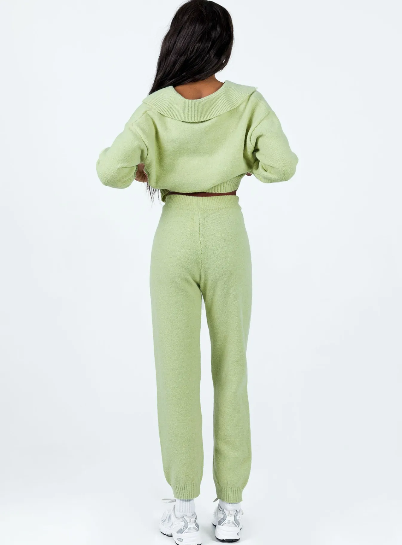Princess Polly Waite Knit Pants Sage Clearance