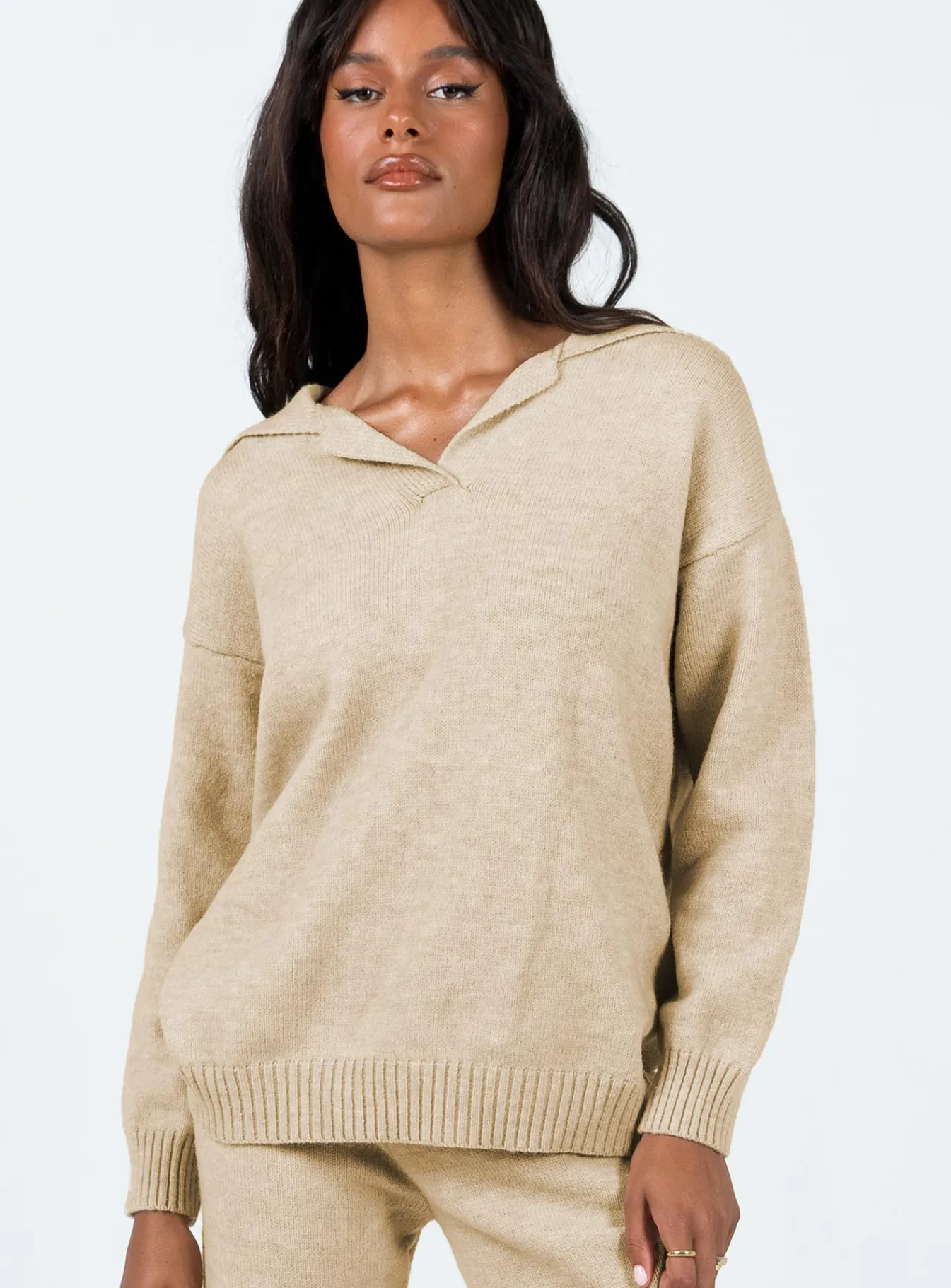 Princess Polly Waite Knit Sweater Beige Shop