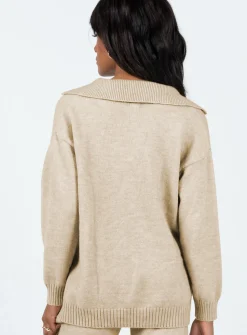 Princess Polly Waite Knit Sweater Beige Shop
