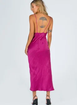 Princess Polly Walk The Line Midi Dress Magenta New