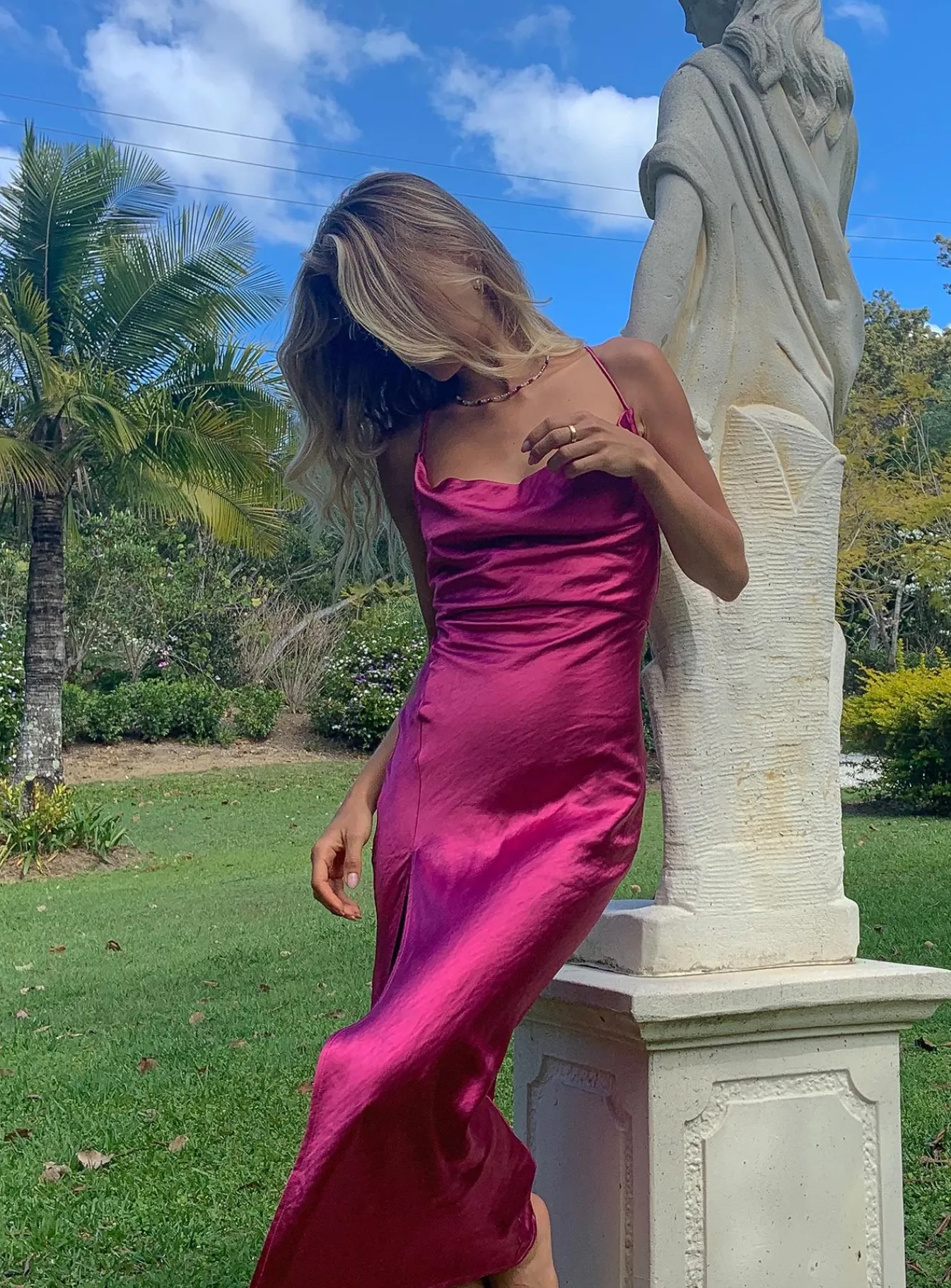 Princess Polly Walk The Line Midi Dress Magenta New