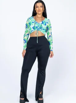 Princess Polly Wallace Long Sleeve Top/ Blue   Green New