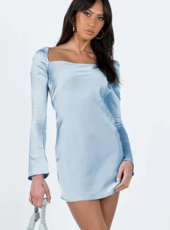 Princess Polly Wallum Long Sleeve Mini Dress  Blue Hot