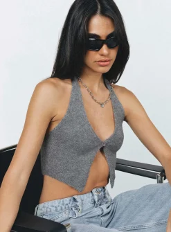 Princess Polly Waterbell Top  Grey Outlet