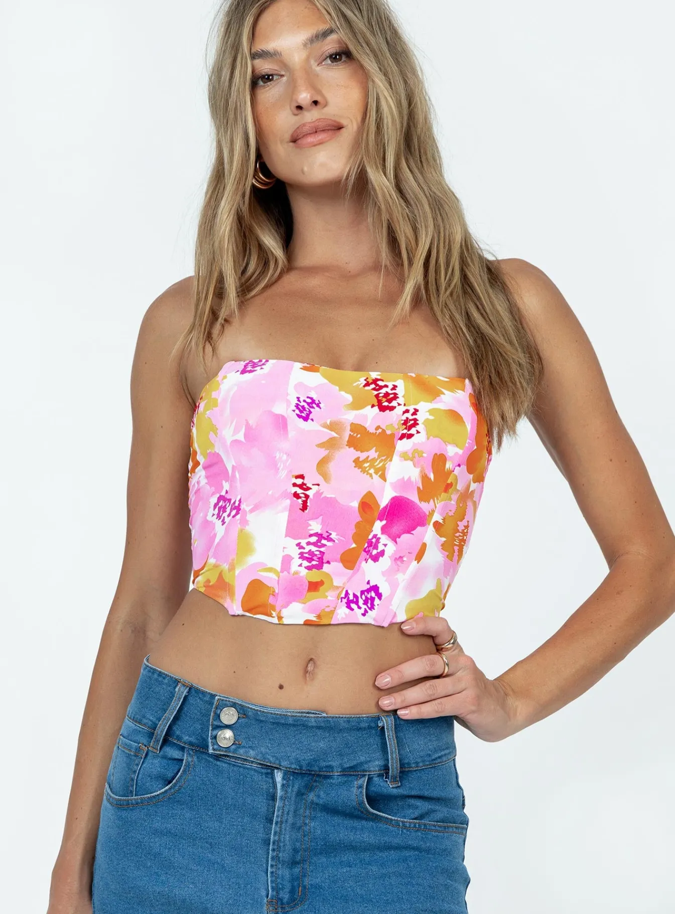 Princess Polly Waverly Strapless Top Pink Outlet