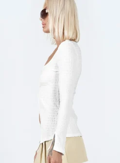 Princess Polly Waylett Long Sleeve Top White New