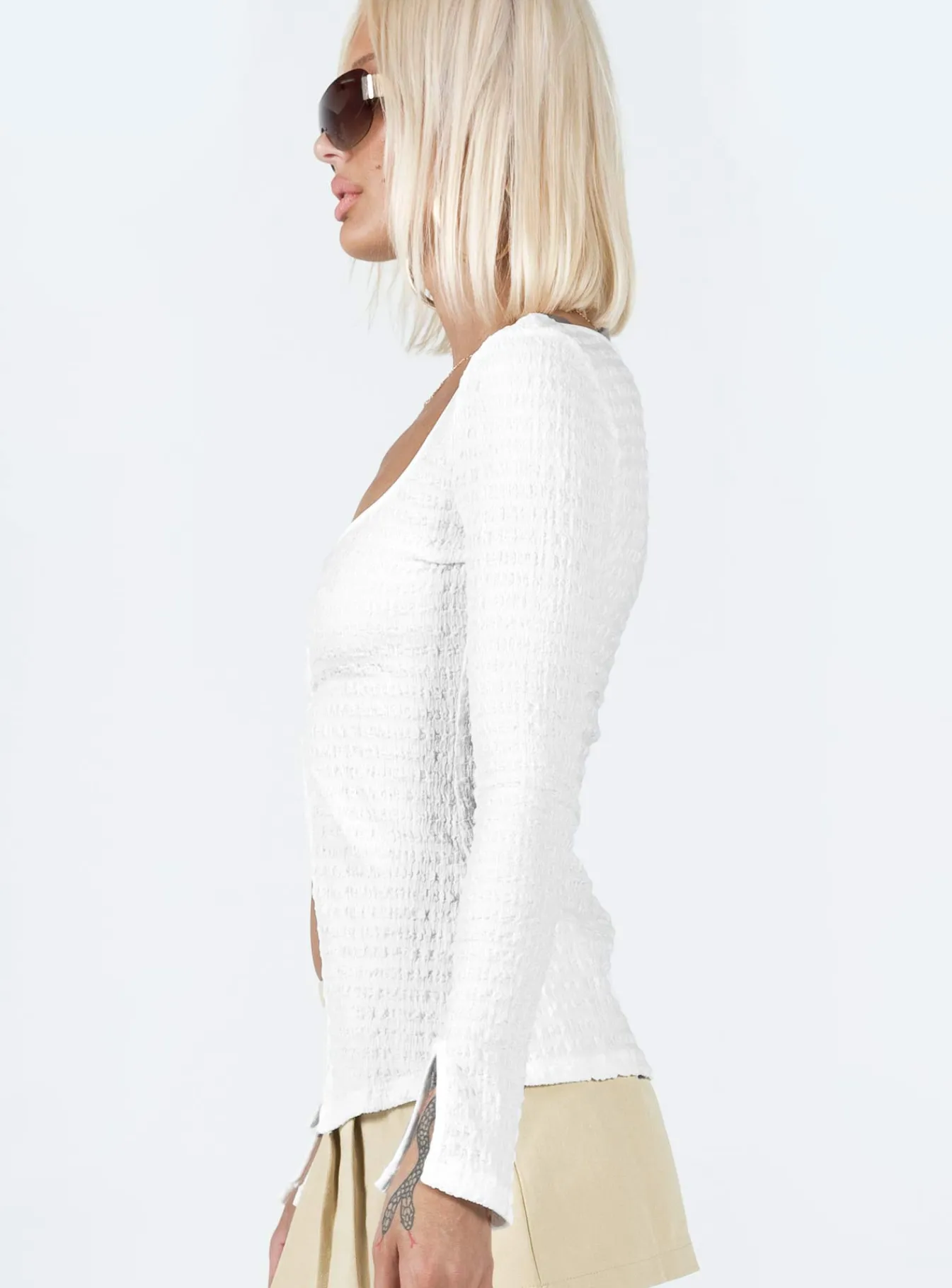 Princess Polly Waylett Long Sleeve Top White New
