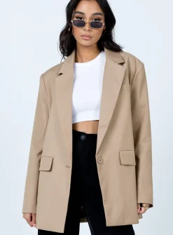 Princess Polly Welcome To The Jungle Blazer  Beige Outlet