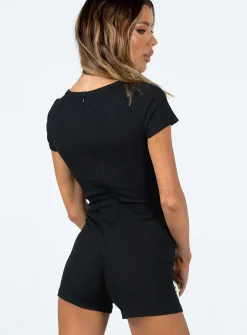 Princess Polly Welsey Romper  Black Cheap