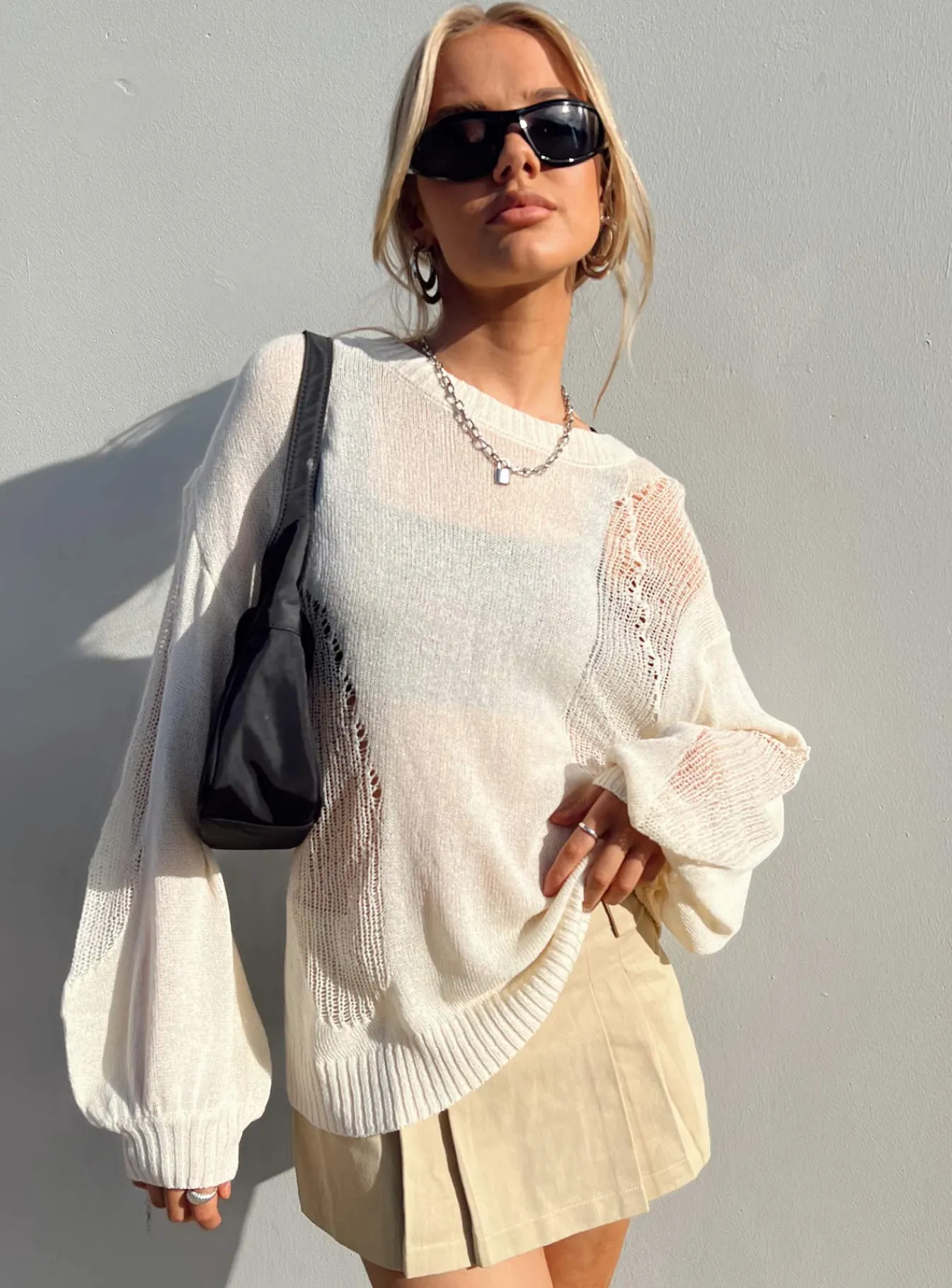 Princess Polly Wendy Oversized Sweater Cream Flash Sale