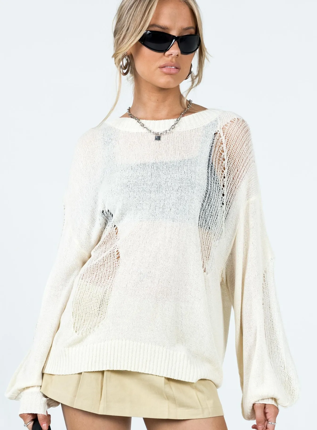 Princess Polly Wendy Oversized Sweater Cream Flash Sale