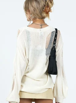 Princess Polly Wendy Oversized Sweater Cream Flash Sale