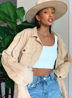Princess Polly Western Cord Jacket Beige Hot