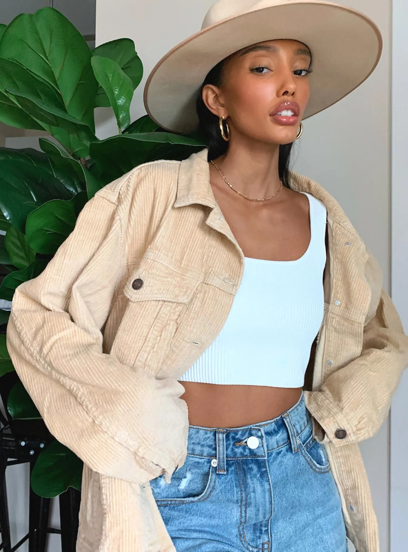 Princess Polly Western Cord Jacket Beige Hot
