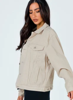 Princess Polly Western Denim Jacket Beige Hot