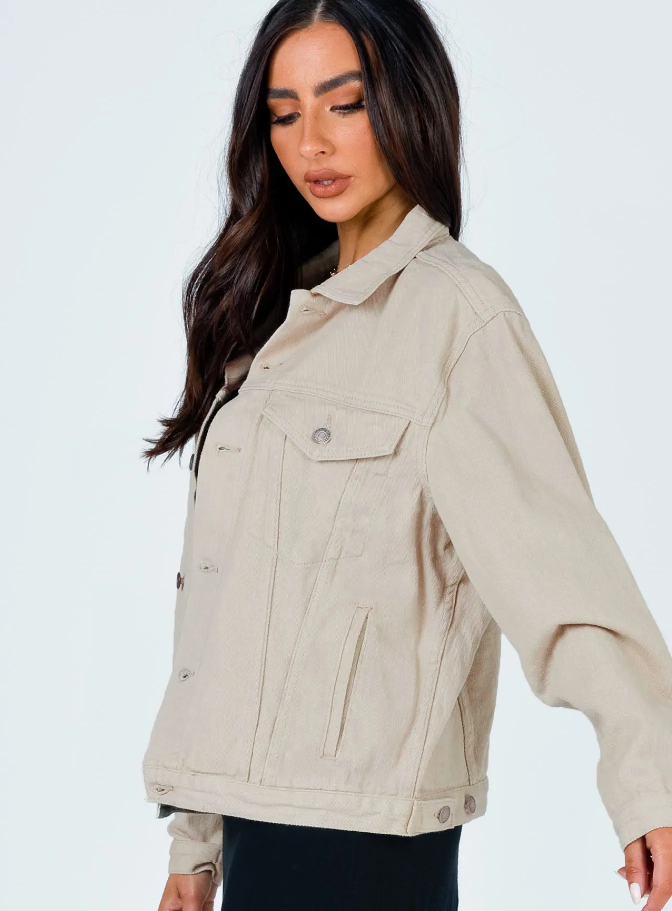 Princess Polly Western Denim Jacket Beige Hot